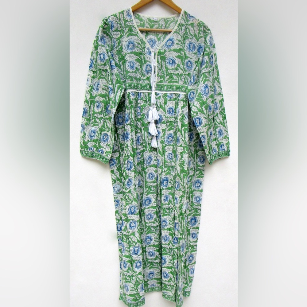Karni Print Maxi- Green and Blue Floral Dress